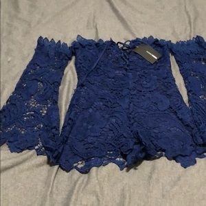 Blue lace romper